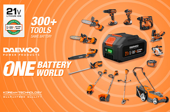 Винтоверт совместим со всеми аккумуляторными батареями DAEWOO линейки 21В.